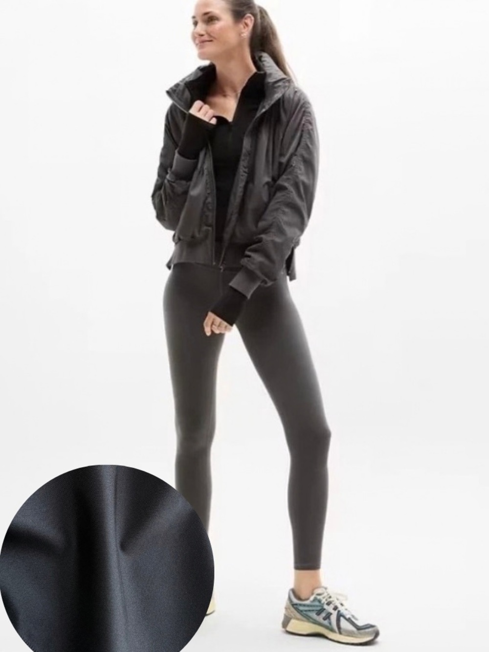 Athleta Elation Ultra High Rise Tight Legging Sheen Full Length Run Black~Size S